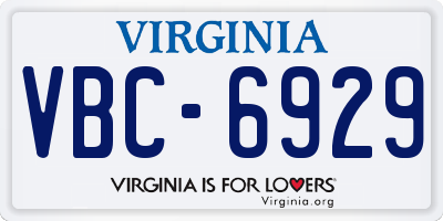 VA license plate VBC6929