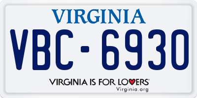 VA license plate VBC6930