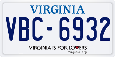 VA license plate VBC6932