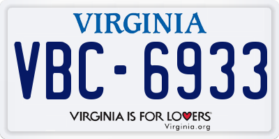 VA license plate VBC6933