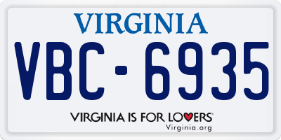 VA license plate VBC6935