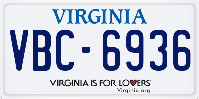 VA license plate VBC6936
