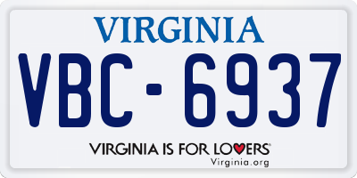 VA license plate VBC6937