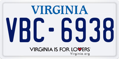 VA license plate VBC6938