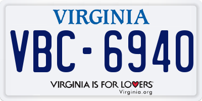 VA license plate VBC6940