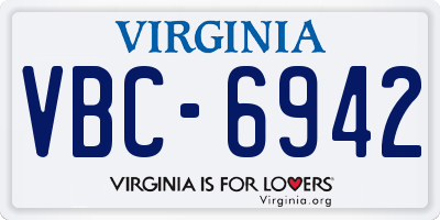 VA license plate VBC6942