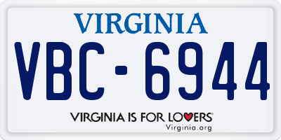 VA license plate VBC6944