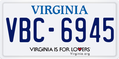 VA license plate VBC6945