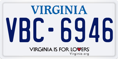 VA license plate VBC6946