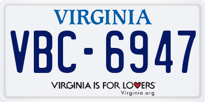 VA license plate VBC6947