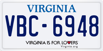 VA license plate VBC6948