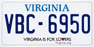 VA license plate VBC6950