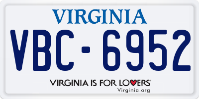 VA license plate VBC6952