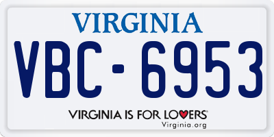VA license plate VBC6953