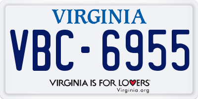 VA license plate VBC6955