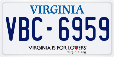 VA license plate VBC6959