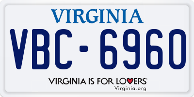 VA license plate VBC6960