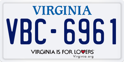 VA license plate VBC6961