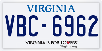 VA license plate VBC6962