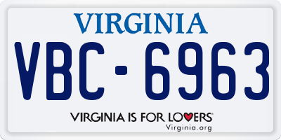 VA license plate VBC6963
