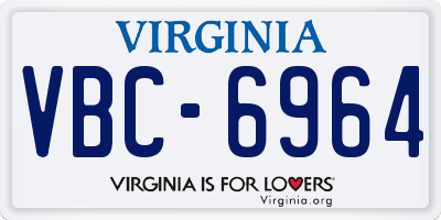 VA license plate VBC6964