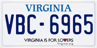 VA license plate VBC6965
