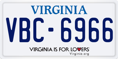 VA license plate VBC6966