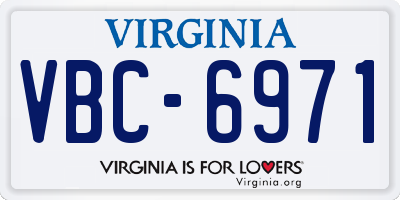 VA license plate VBC6971