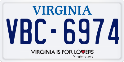 VA license plate VBC6974