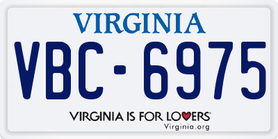 VA license plate VBC6975