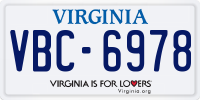 VA license plate VBC6978