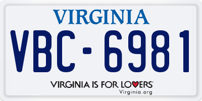 VA license plate VBC6981