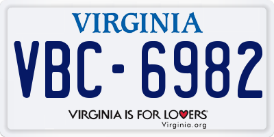 VA license plate VBC6982
