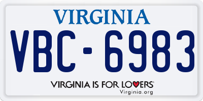 VA license plate VBC6983
