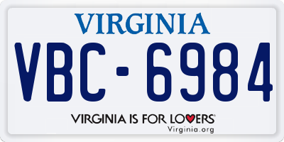 VA license plate VBC6984