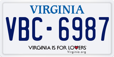 VA license plate VBC6987