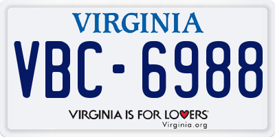 VA license plate VBC6988