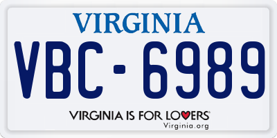 VA license plate VBC6989