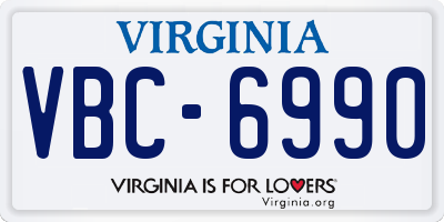 VA license plate VBC6990