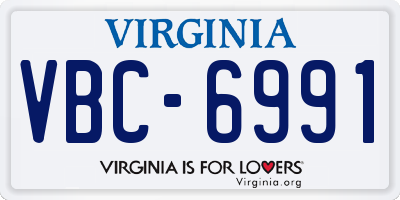 VA license plate VBC6991