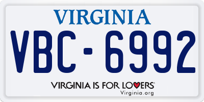VA license plate VBC6992
