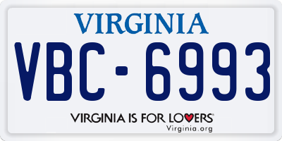 VA license plate VBC6993