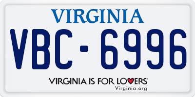 VA license plate VBC6996