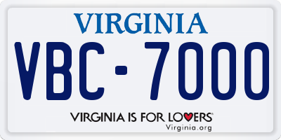 VA license plate VBC7000