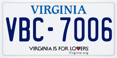 VA license plate VBC7006