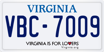 VA license plate VBC7009