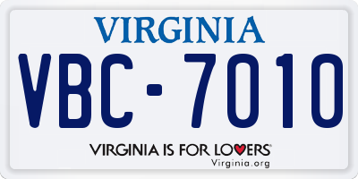 VA license plate VBC7010