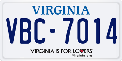 VA license plate VBC7014