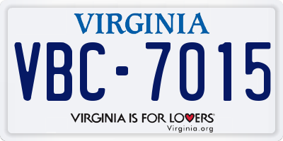 VA license plate VBC7015