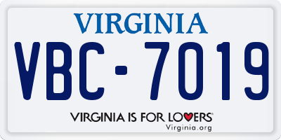 VA license plate VBC7019